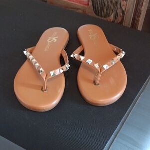 Stylish Tan Sandals with Studded Accents